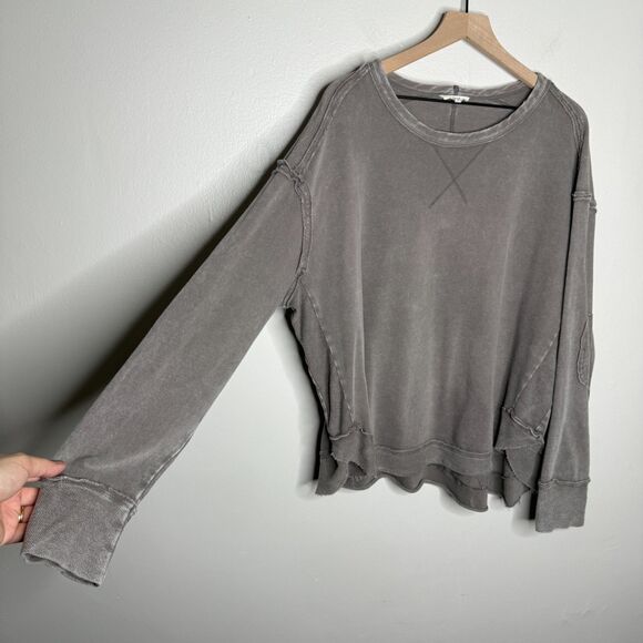 Easel‎ Womens Oversized Sweater Medium Taupe Gray Washed Grunge Boho Lagenlook - Picture 6 of 10